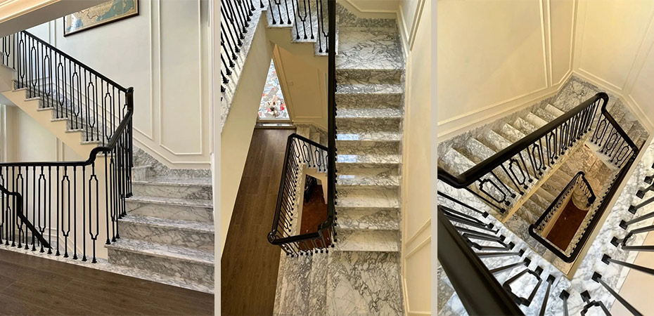 Arabescato marble stairs