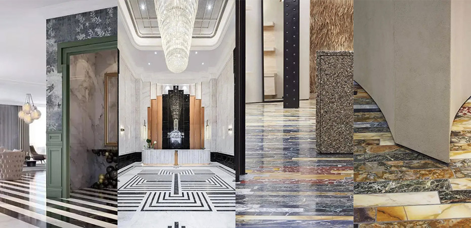 Marble Flooring Wide stripe splicing design