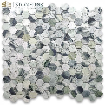 Raggio Verde hexagon marble mosaic