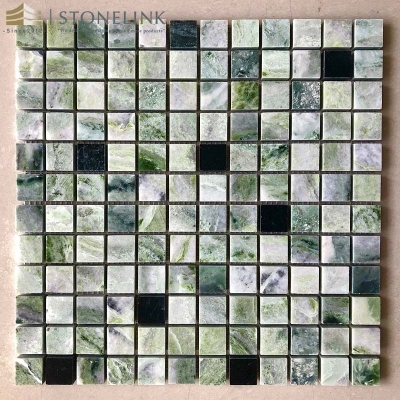 Raggio Verde square marble mosaic