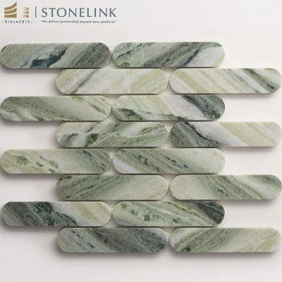 Raggio Verde long oval marble mosaic