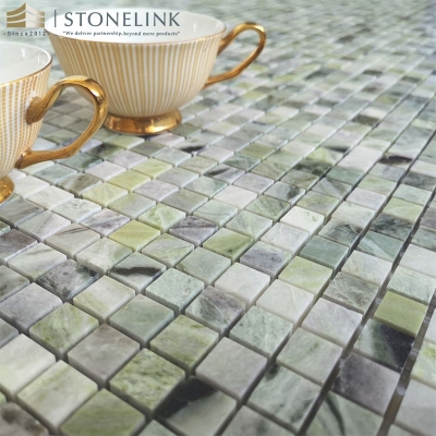 Raggio Verde square marble mosaic