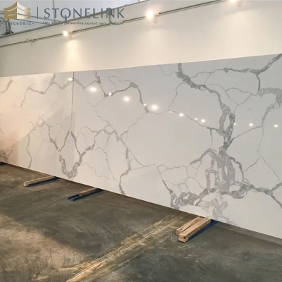 Calacatta white marble look quartz slab