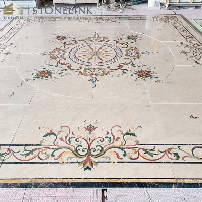 Beige marble floor medallion tile