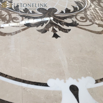 Waterjet medallion inlay marble floral flooring