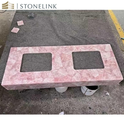 Pink crystal gemstone countertop