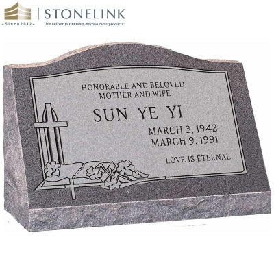 Slant colorful granite headstonev