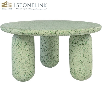 Green terrazzo table top